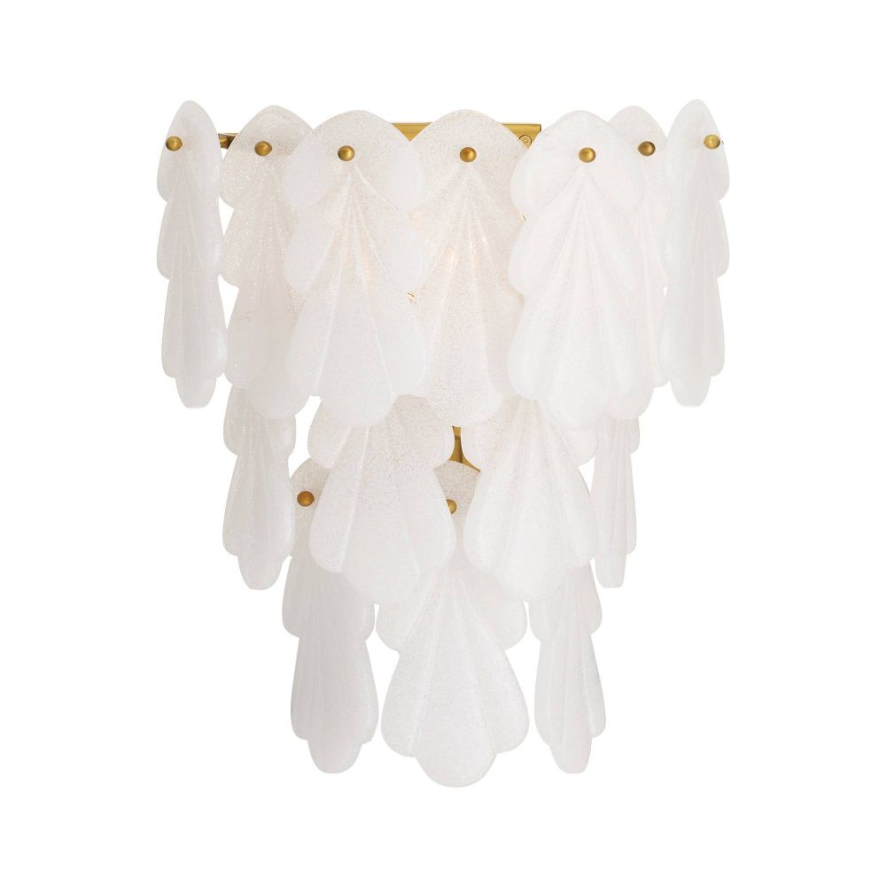 Decorative wall light fixture with white lampshades on a white background