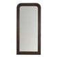 Rectangular mirror with a dark wood frame on a white background