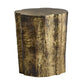 Wooden stool with a natural bark texture on a white background
