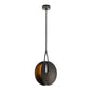 Modern pendant light with black and bronze design on a white background