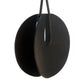 Black leather earring on a white background