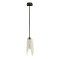Pendant light with white shade and black fixture on a white background
