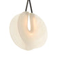 Modern pendant light with a white, organic design on a white background