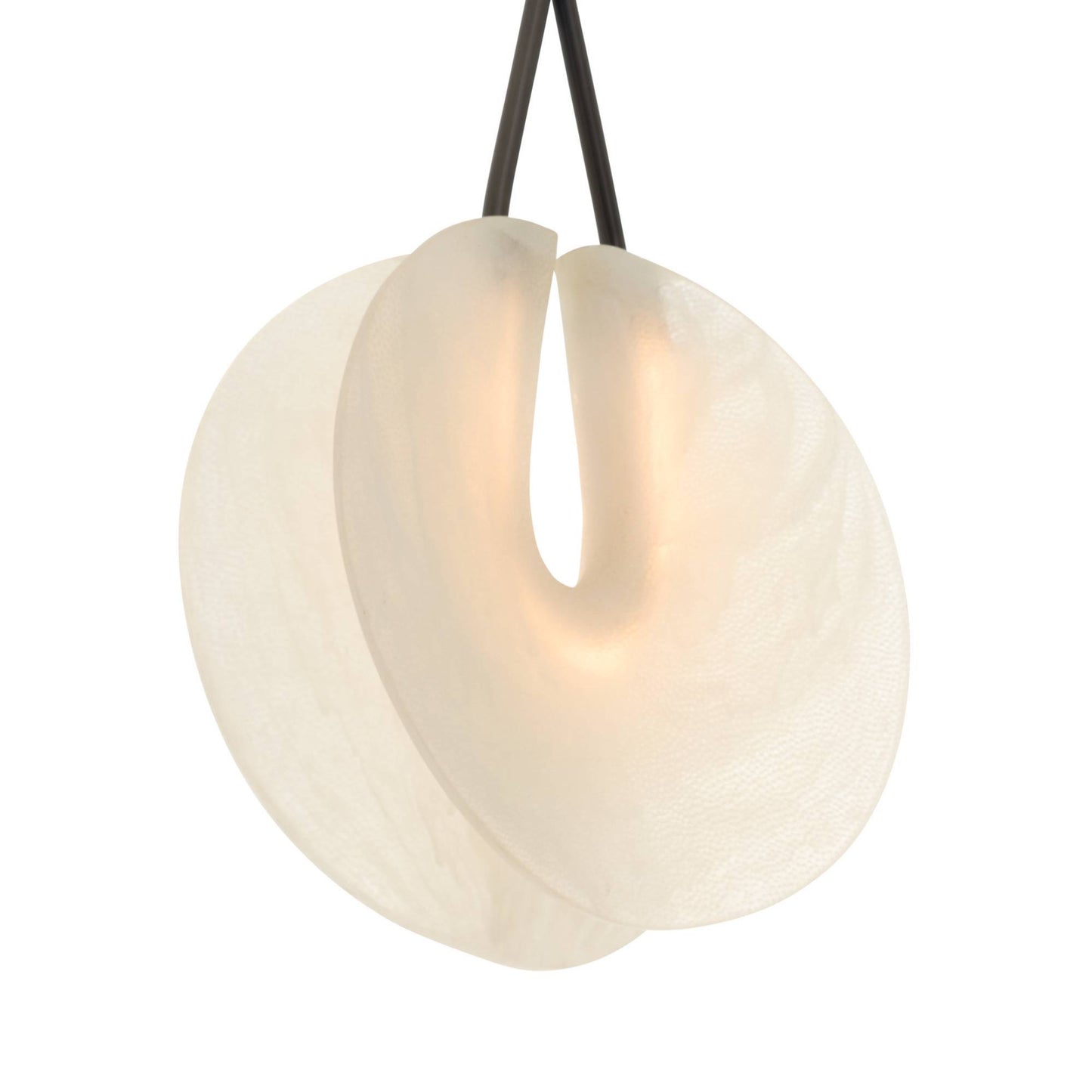 Modern pendant light with a white, organic design on a white background