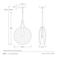 Technical drawing of a Tyche pendant light with dimensions and Arteriors branding.