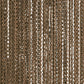 A close-up of a brown beaded curtain made of multiple vertical strands of interlocking chain links with small oval cutouts, shown against a white background.