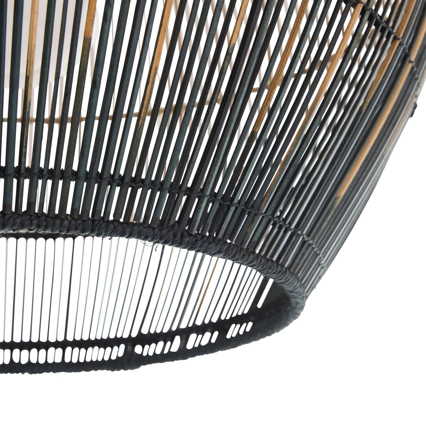 Close-up of a black woven basket on a white background