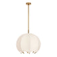 White pendant light with gold fixture on a white background