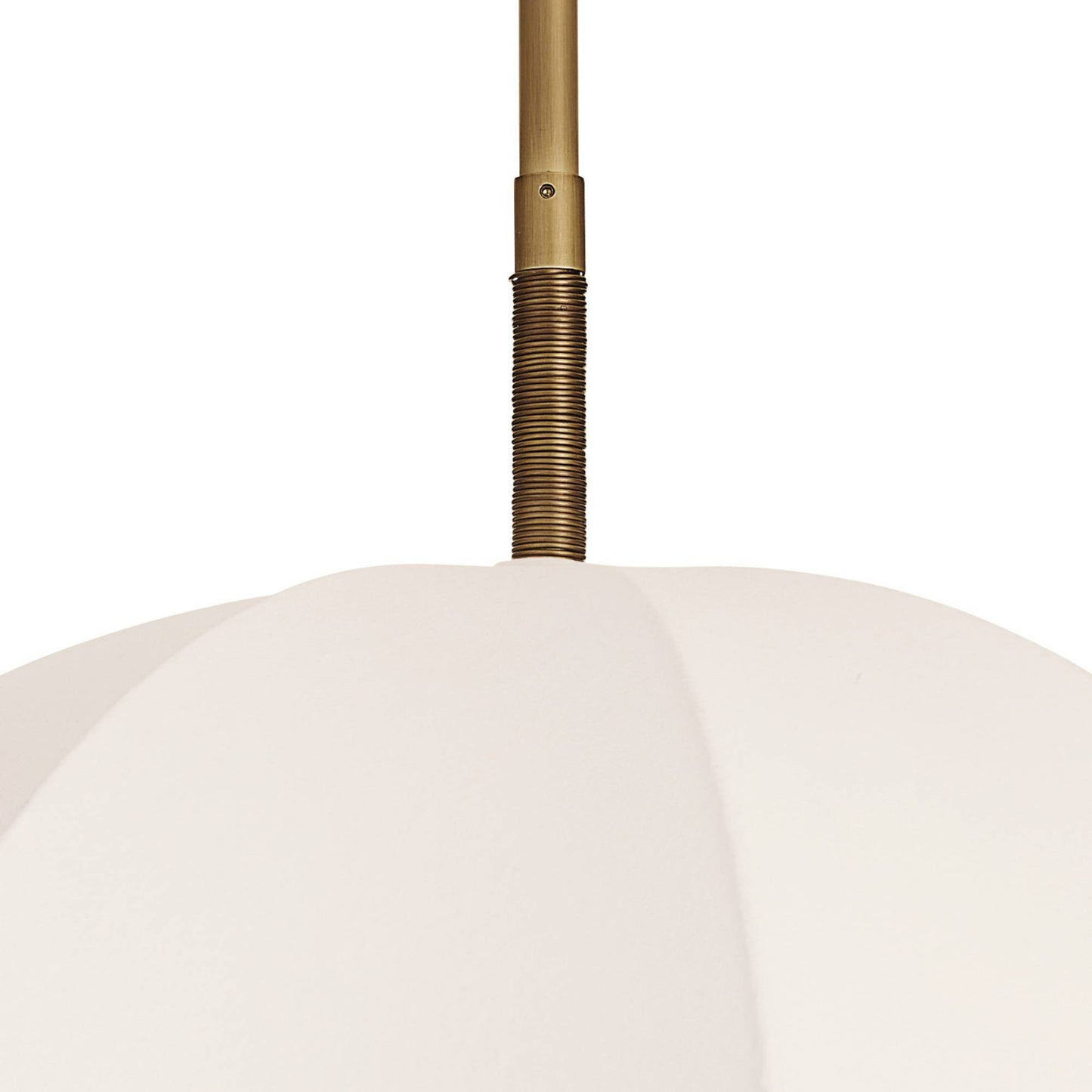Close-up of a white umbrella with a gold handle on a white background