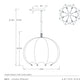 Technical drawing of a Lunaria pendant light with dimensions and Arteriors branding.
