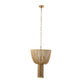 Decorative pendant light with wicker basket design on a white background