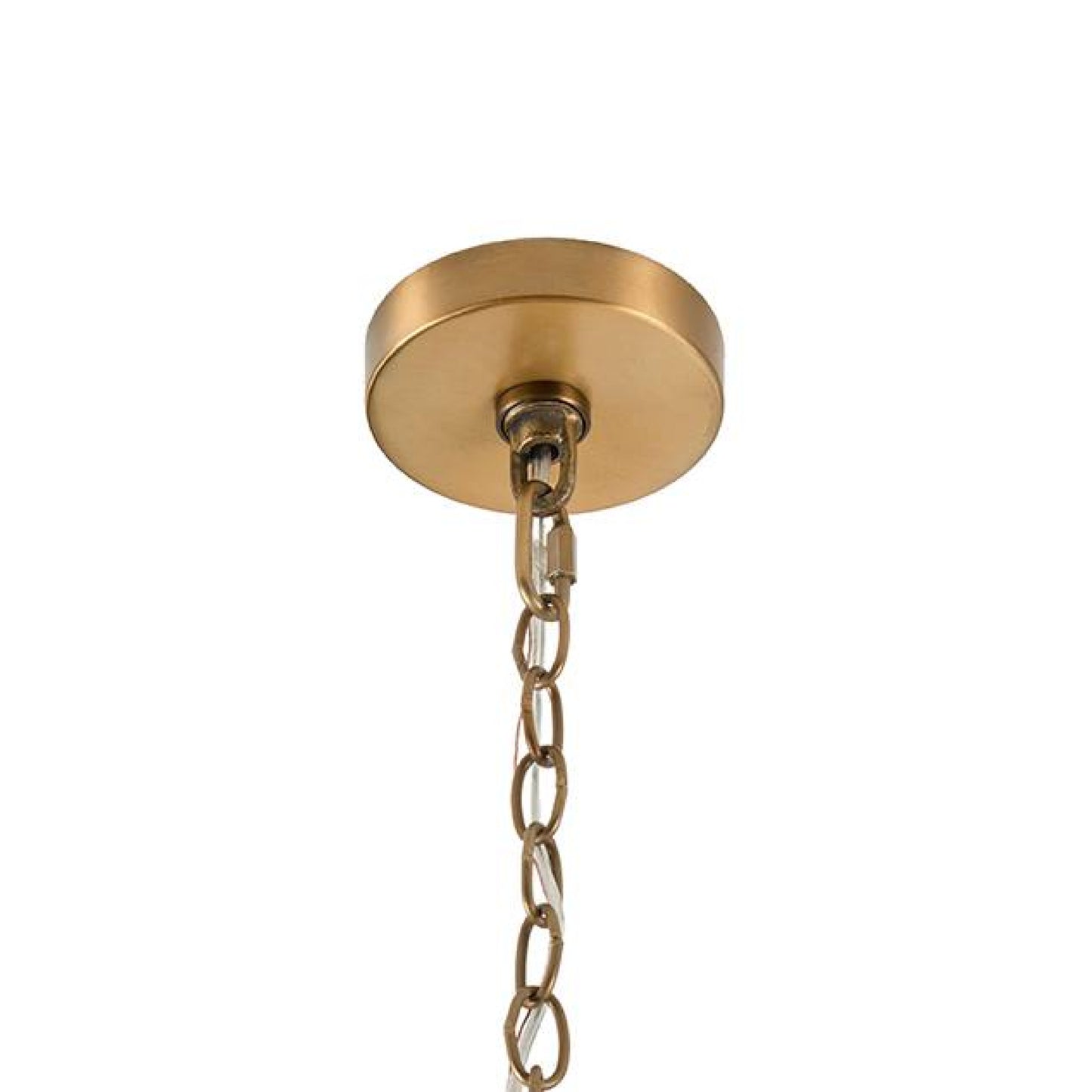 Gold ceiling light fixture with chain on a white background