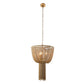 Chandelier with gold chain and fringes on a white background