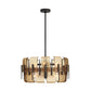 Modern pendant light with metallic design on a white background