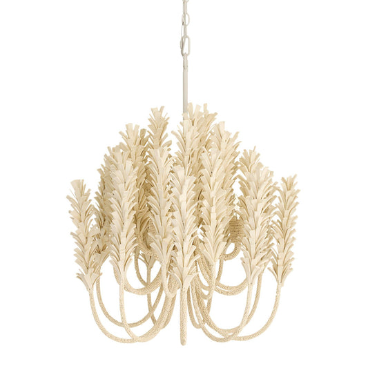 Beige leaf-like chandelier on a white background