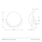 Technical drawing of a wall sconce with dimensions labeled