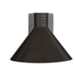 Black conical metal hood on a white background