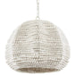 White beaded pendant light on a white background