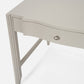 Light gray desk with a drawer on a white background