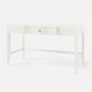 White desk with a single drawer on a white background