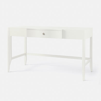 White desk with a single drawer on a white background
