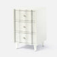 White dresser with black stripes on a white background