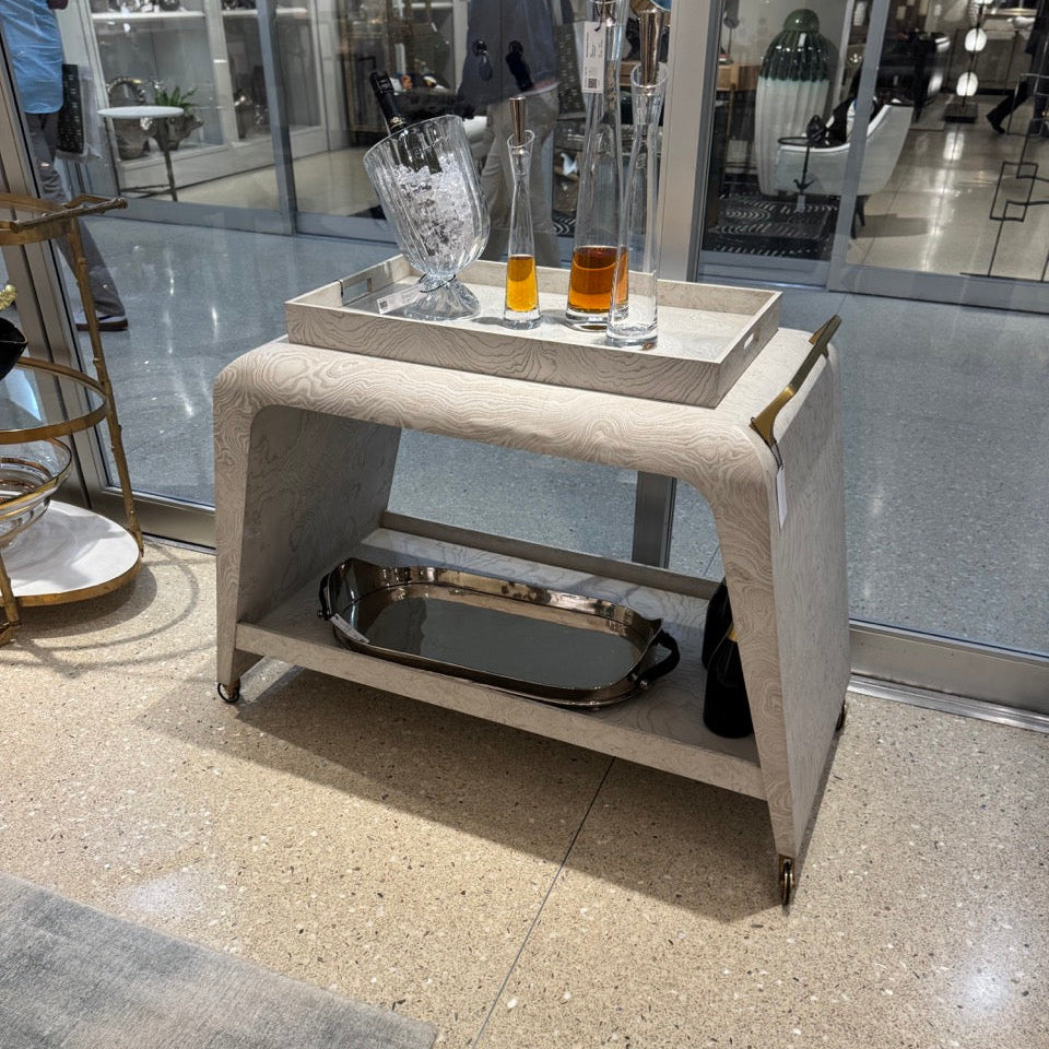 Baxter Bar Cart White Burl