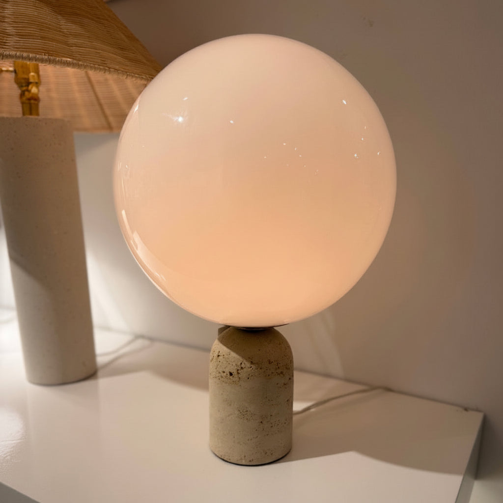 Orb Table Lamp Travertine