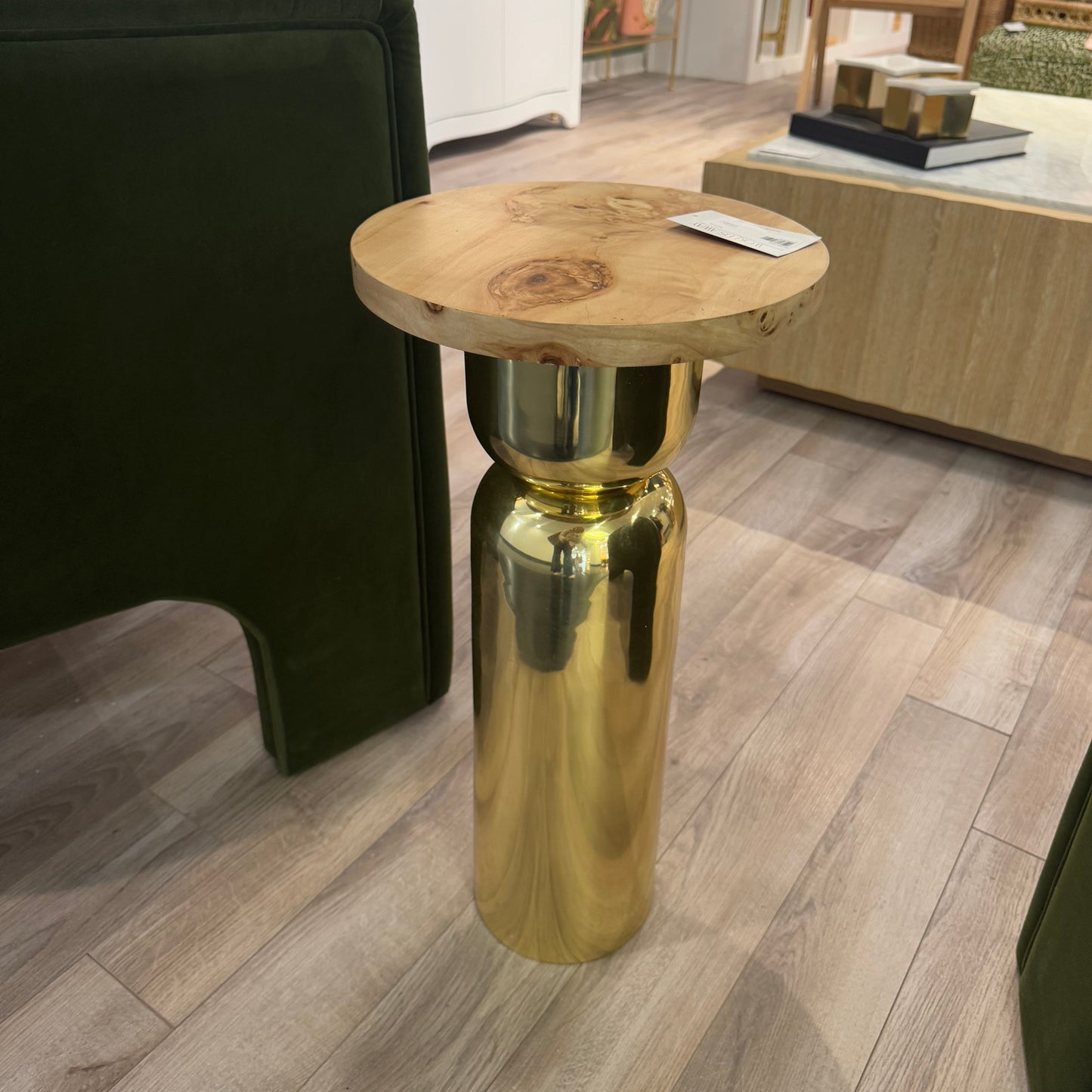 Bottle of wine on a wooden stand with a blurred background