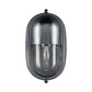 Metallic outdoor wall light fixture on a white background