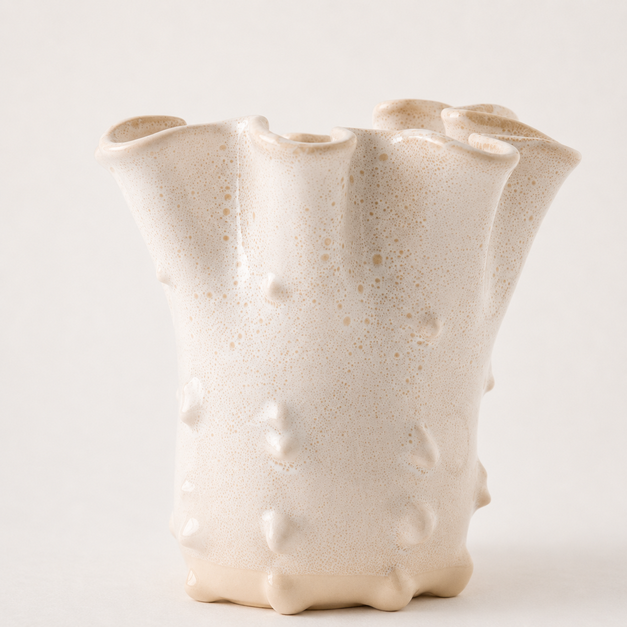Fazzoletto Vase Beige Ceramic