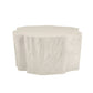 Hexagonal ottoman with textured surface on a white background