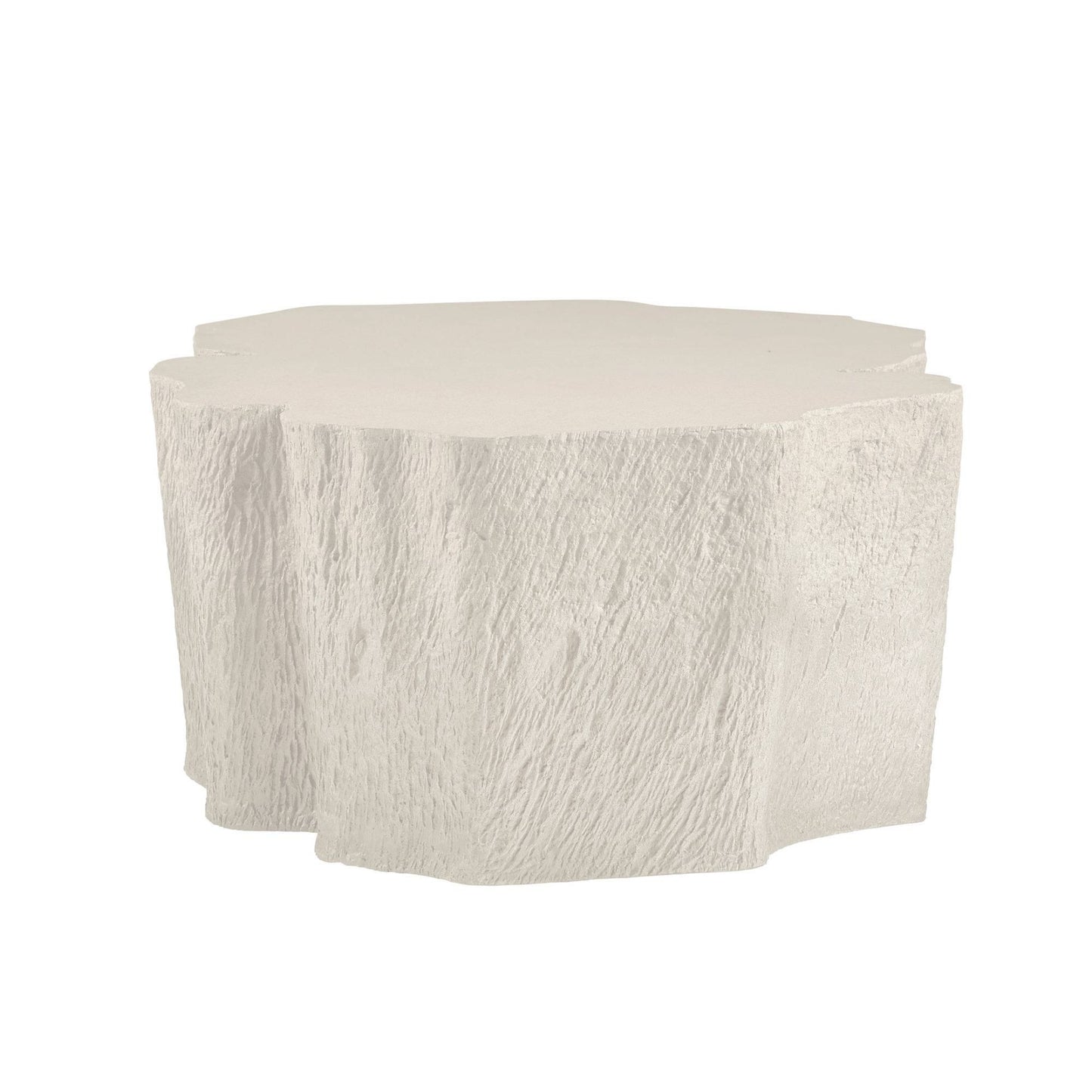 Hexagonal ottoman with textured surface on a white background