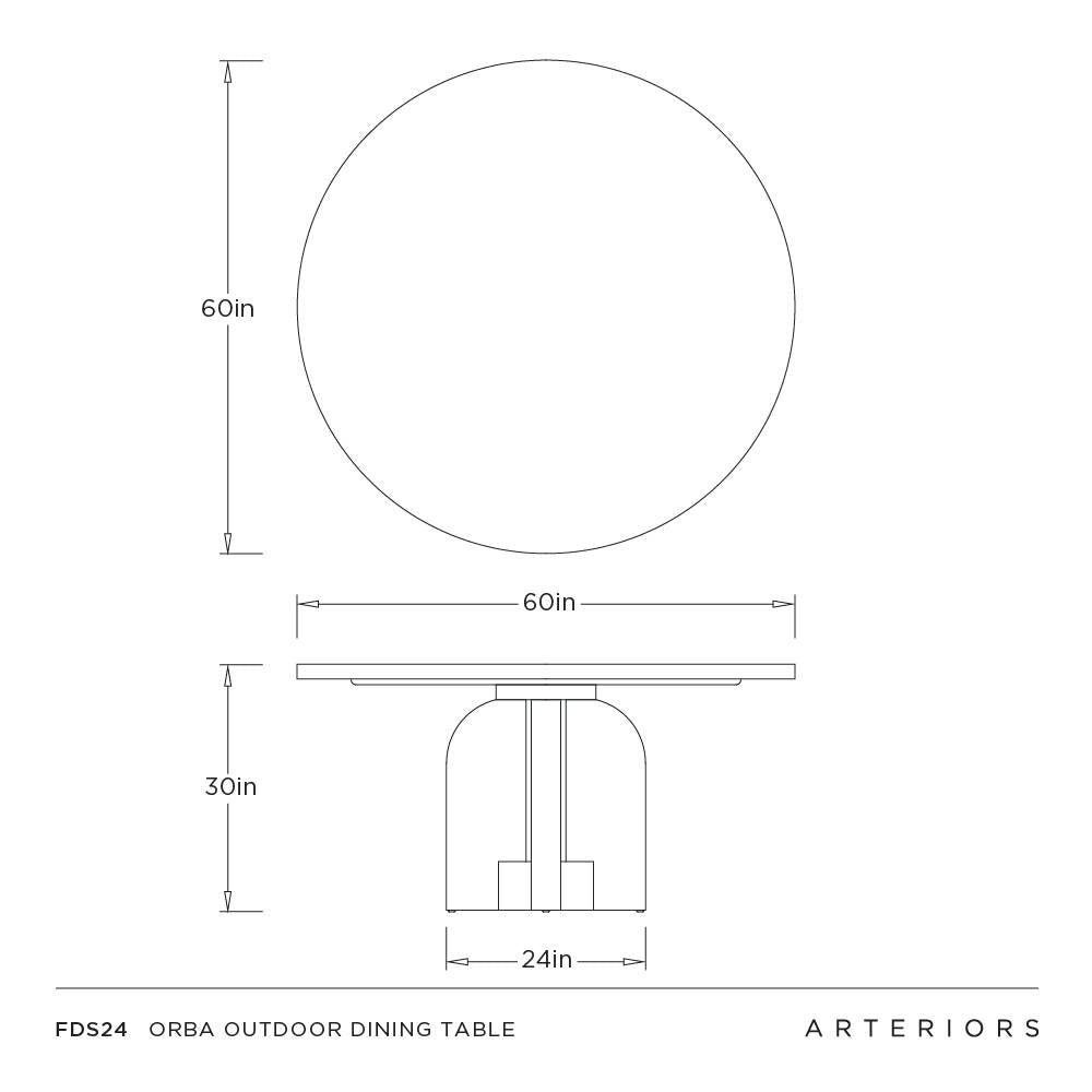 diagram of an outdoor round dining table