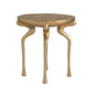 Gold side table with elegant legs on a white background