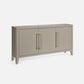 Gray sideboard with gold handles on a white background