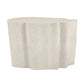 Round table with textured white cover on a white background