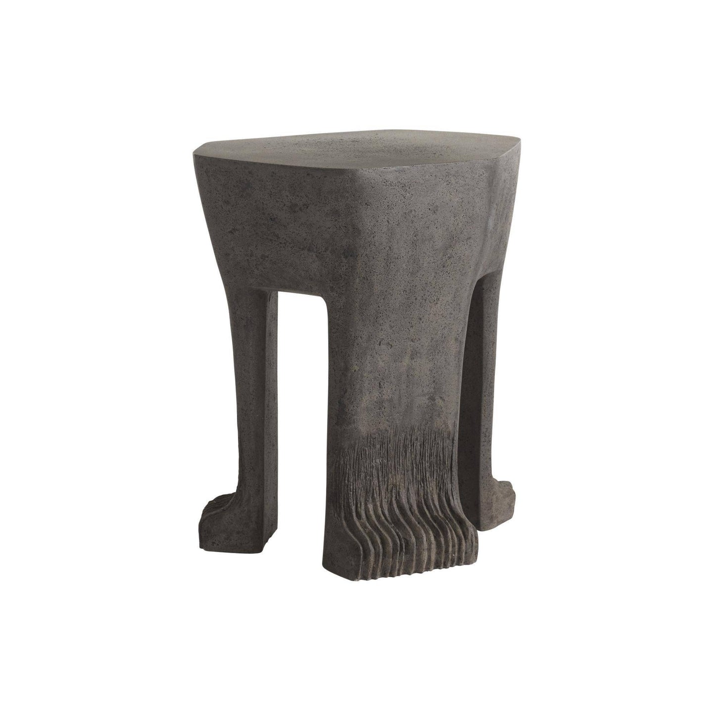 Concrete side table with unique design on a white background