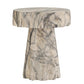 Marble-patterned side table on a white background