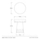 Technical drawing of Mirelle accent table with dimensions and Arteriors branding.