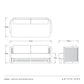 Black and white line drawing schematic of the ARTERIORS FFS07 Emoto Outdoor Sofa, showing front, side, and top-down views with dimension measurements.