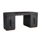 Black corner desk with textured finish on a white background