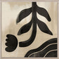 Abstract black and white artwork on a beige background