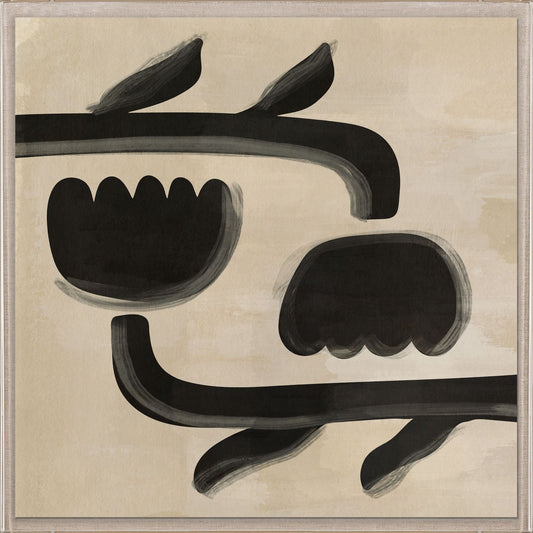 Abstract black shapes on a beige background