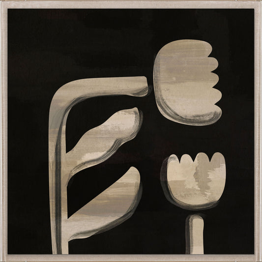 Abstract floral shapes on a black background