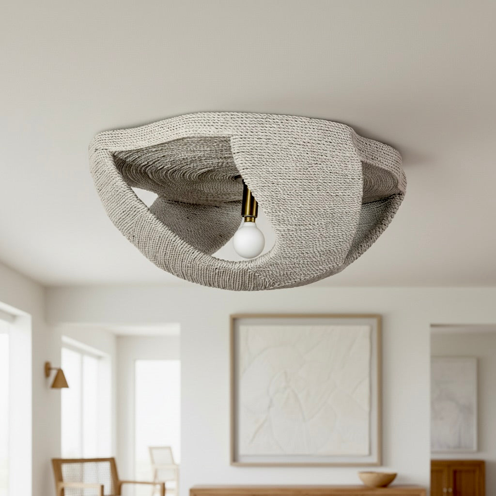 Ceiling light fixture in a modern room with neutral decor