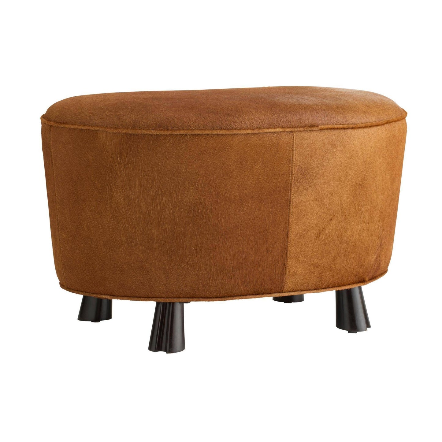 Brown ottoman with black legs on a white background