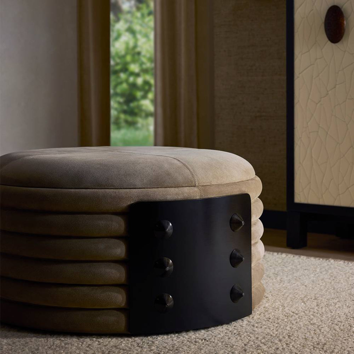 Titus Ottoman Taupe Suede