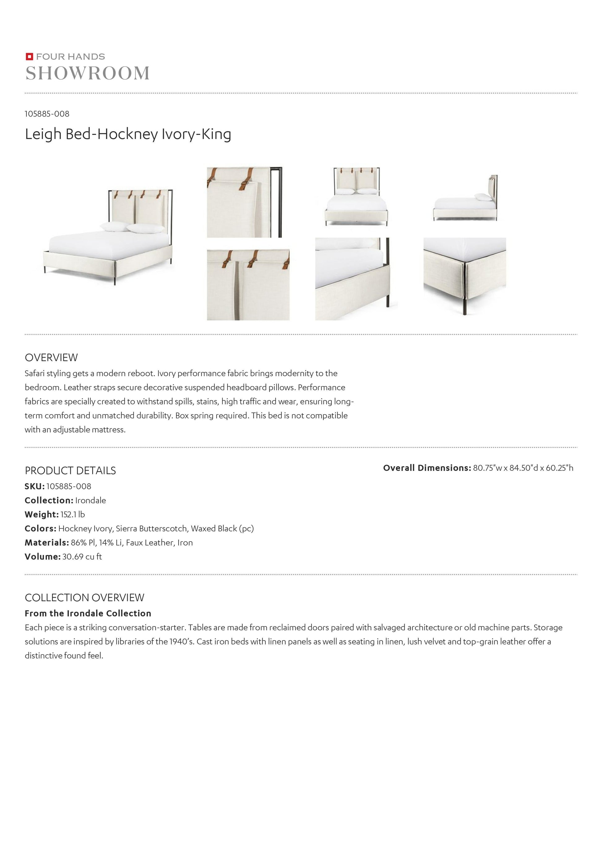 four hands leigh upholstered bed ivory tearsheet king