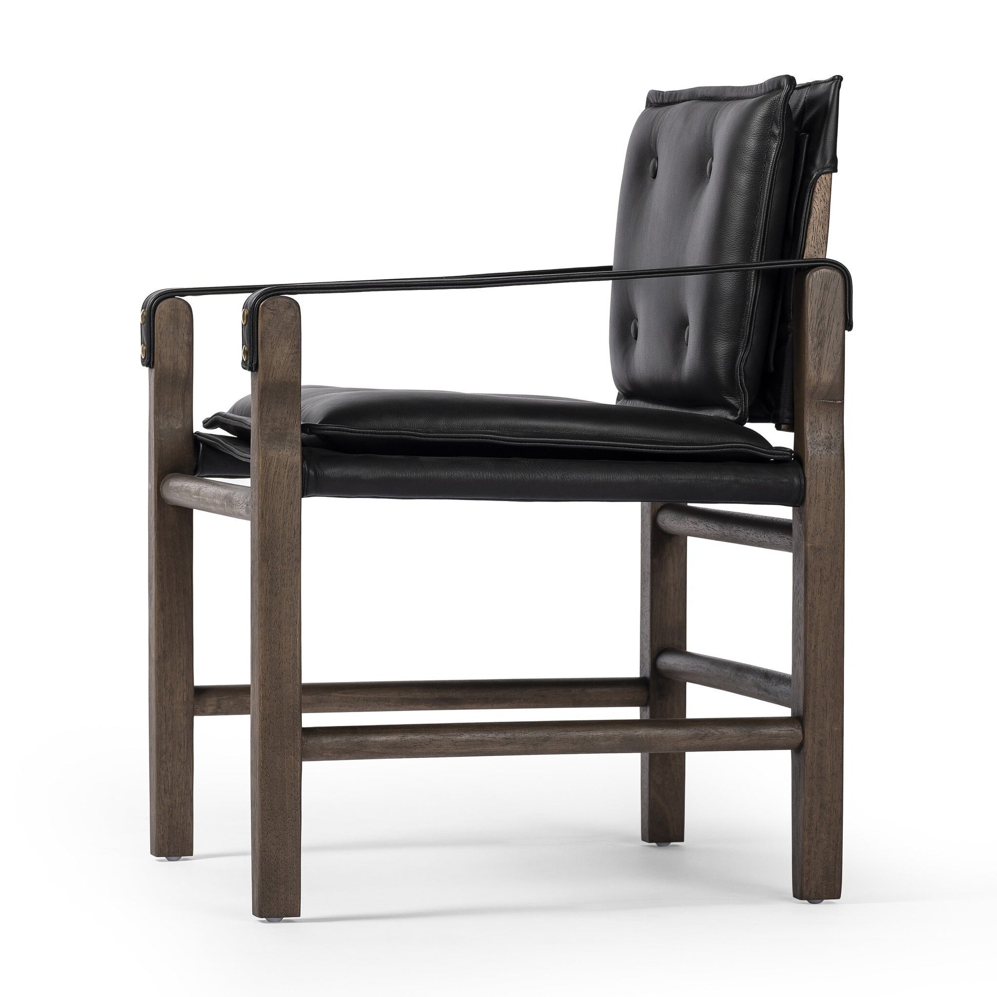 four hands lenz dining chair black side angle